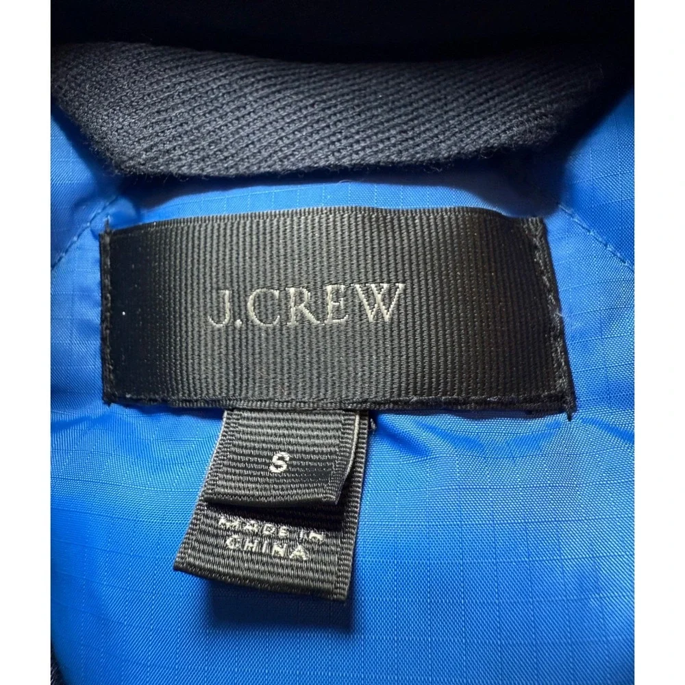 J Crew Nordic Down‎ Parka Navy Blue Hood Sherpa Lined Full Zip Mens S Thinsulate